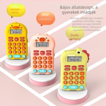 Gyerekeknek szóló oktatási szóbeli kalkulátor – ABS anyag, elemmel működik, kor 7–14 év, számítási műveletek: összeadás, kivonás, szorozás, osztás, interaktív szülő-gyermek tanulás