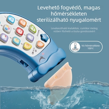 Tudatosító zenés babatelefon – hold alakú, elemmel működő, ABS műanyag, 0–3 éveseknek, Yisheng teaching aids