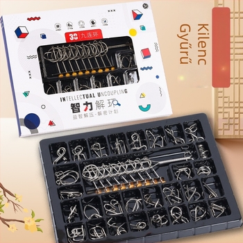 Fém Kongming Lock/Luban Lock logikai puzzle készlet, 30 darab, 7–14 éveseknek