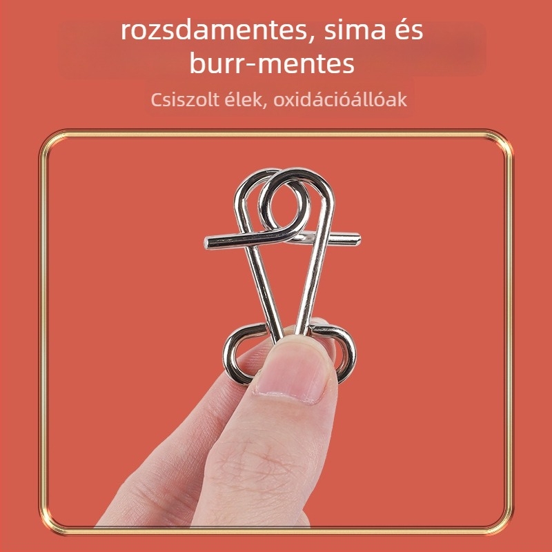 Fém Kongming Lock/Luban Lock logikai puzzle készlet, 30 darab, 7–14 éveseknek
