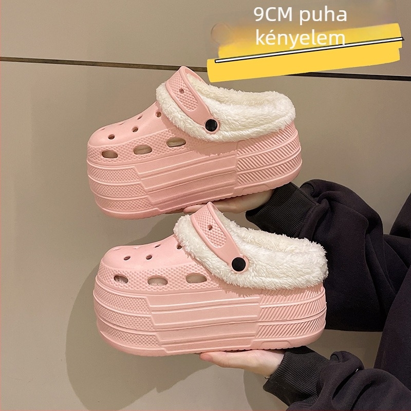 Crocs-stílusú esküvői szandál, 7-8 cm-es sarok, vastag talp, EVA felső rész és EVA talp, kerek orr, csúszásmentes