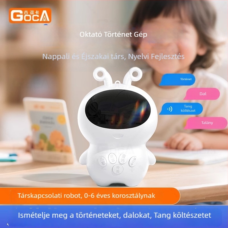 Guka Baba mesélő és dallejátszó gép korai oktatáshoz, 0–3 éveseknek, műanyag test, elemről működik, modell Q1