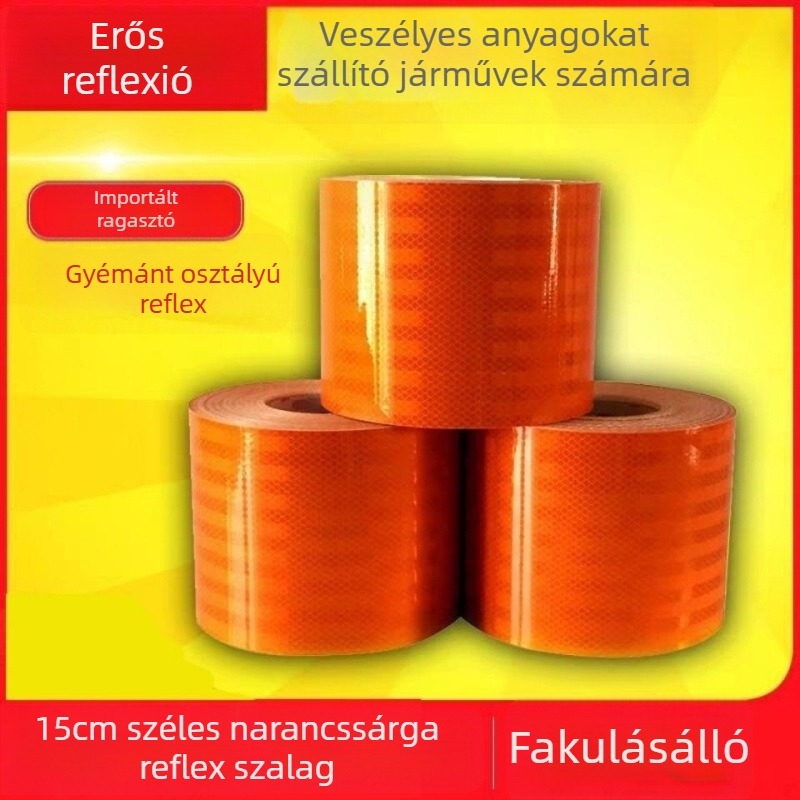 Karosszéria matrica, fényvisszaverő sáv, öntapadós telepítés, veszélyes anyagokat szállító tartálykocsihoz