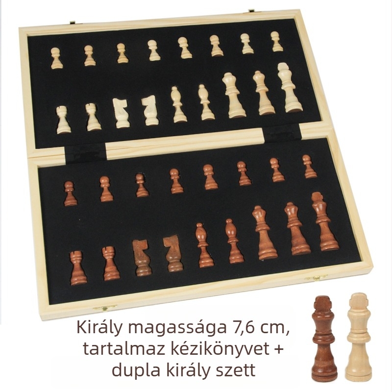 Fából készült mágneses összehajtható sakk tábla gyerekeknek és felnőtteknek versenyzésre – prémium minőség