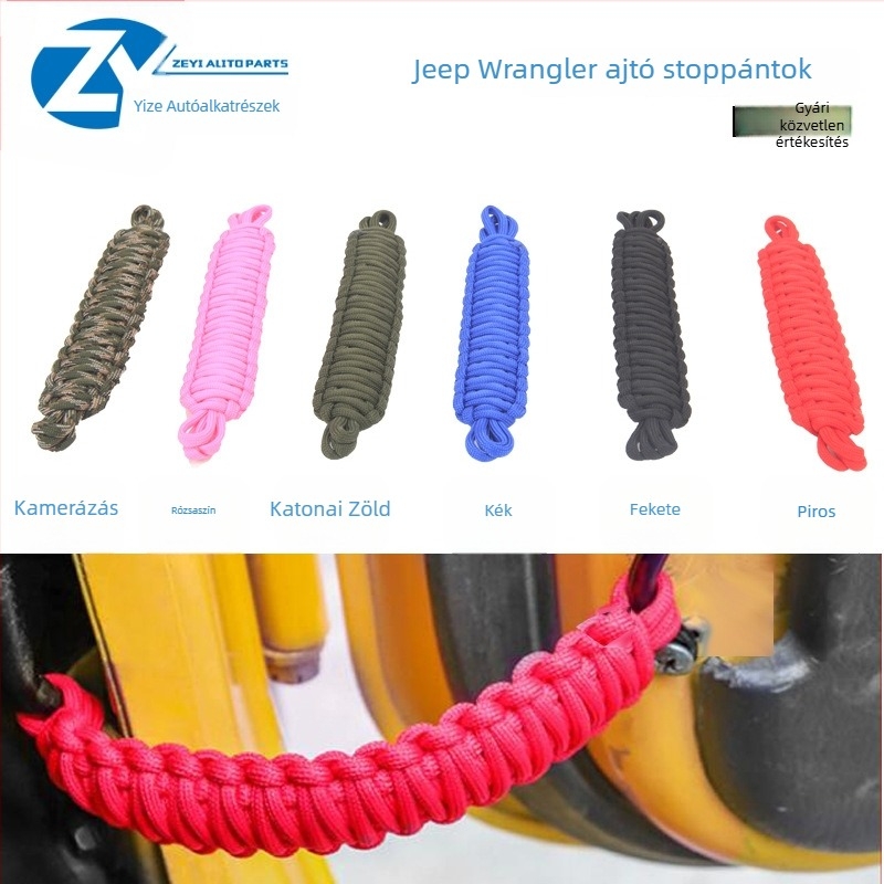 Wrangler ajtókorlátozó pánt, csuklóhoz rögzítés, fonott kötél módosításhoz, CJ/YJ/JK/KL 97-25