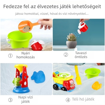 Xinhang Toys műanyag homokozó készlet – vödör és ásó, hálózatos zacskóban, 4–6 éves korú gyermekek számára