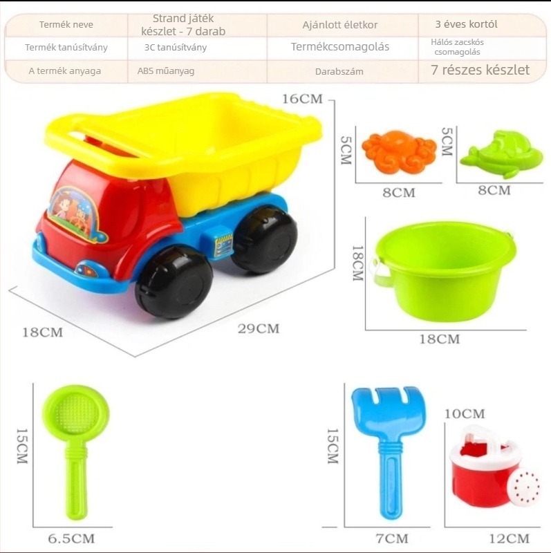 Xinhang Toys műanyag homokozó készlet – vödör és ásó, hálózatos zacskóban, 4–6 éves korú gyermekek számára