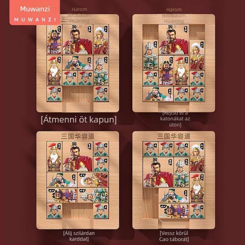Fából készült Huarong Road puzzle, 7-14 éveseknek, többfunkciós puzzle testreszabással