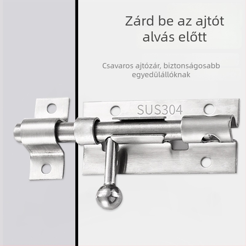 Felszínre szerelt 304 rozsdamentes acélból készült masszív ajtózár, Modell 003, felület: rajzolt befejezés, stílus: modern egyszerű
