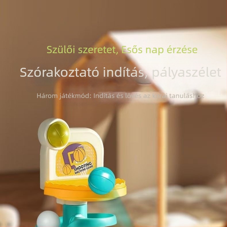 Műanyagból készült gyerekeknek szánt kosárállvány lövő pályával és forgó labdával — oktatási játék az intellektuális fejlesztéshez, Grain rain márka, 0–3 éveseknek.