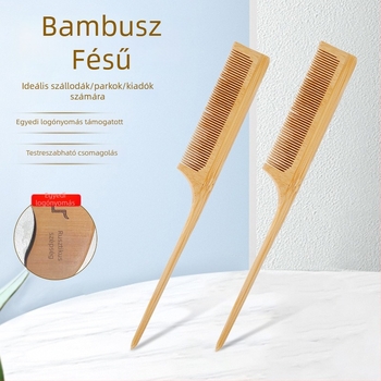 Bambusz téglalap alakú fésű testreszabható mintával, gravírozható logóval, 0,5 cm vastagság