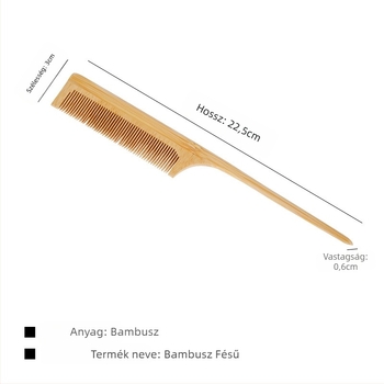 Bambusz téglalap alakú fésű testreszabható mintával, gravírozható logóval, 0,5 cm vastagság