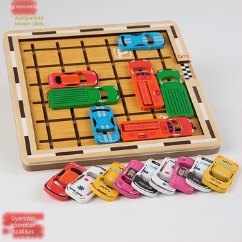 Fából készült oktatási logikai gondolkodást fejlesztő puzzle, Huarong Dao, testreszabható minták, 4-6 éves gyermekeknek.