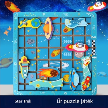 Fából készült oktatási logikai gondolkodást fejlesztő puzzle, Huarong Dao, testreszabható minták, 4-6 éves gyermekeknek.