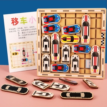 Fából készült oktatási logikai gondolkodást fejlesztő puzzle, Huarong Dao, testreszabható minták, 4-6 éves gyermekeknek.