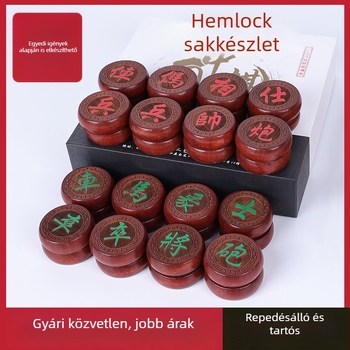 Fából készült kínai sakk készlet hajtogatható bőr táblával, lézergravírozott, nagy méretű családi játékhoz