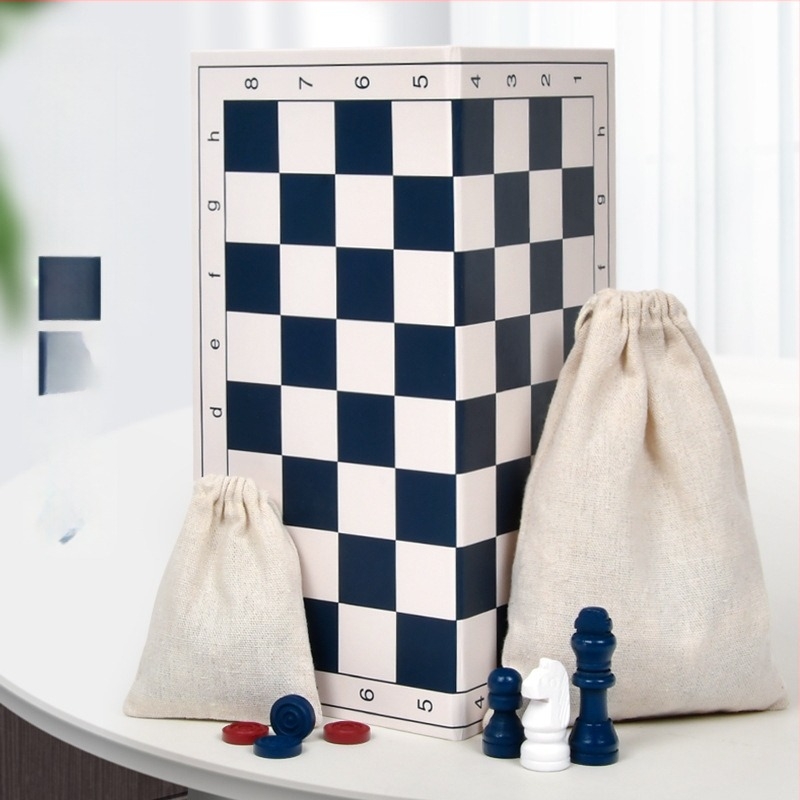 Összecsukható sakkasztal – 3 az 1-ben: sakk, dáma és backgammon – prémium hordozható ajándékkészlet
