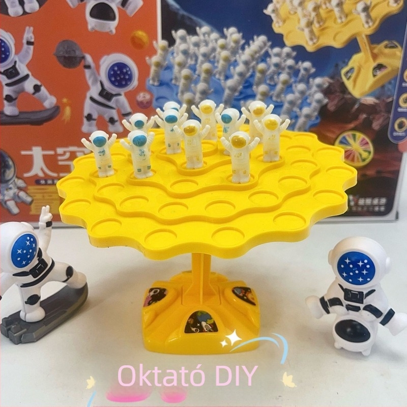 Műanyag DIY társasjáték űrhajós témával gyerekeknek – Jenga-szerű toronyépítő játék, Fang Meow márka, 7–14 éveseknek.