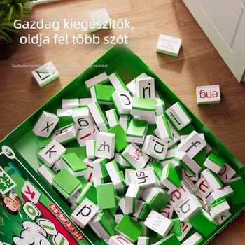 Ábécé betűkkel oktatási Mahjong típusú társasjáték műanyag kivitelben, sakk- és kártyaasztal kategória, DIY összeszerelés Mahjong, elősegíti a szellemi fejlesztést