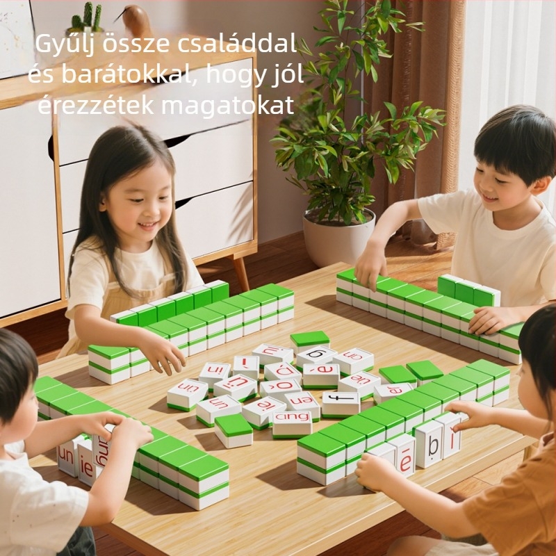 Ábécé betűkkel oktatási Mahjong típusú társasjáték műanyag kivitelben, sakk- és kártyaasztal kategória, DIY összeszerelés Mahjong, elősegíti a szellemi fejlesztést