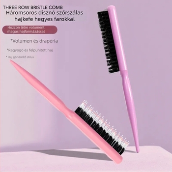 Három soros vaddisznó-szőrű hajkefe a stylinghoz és estélyi frizurákhoz