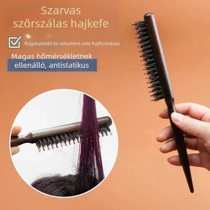 Három soros vaddisznó-szőrű hajkefe a stylinghoz és estélyi frizurákhoz