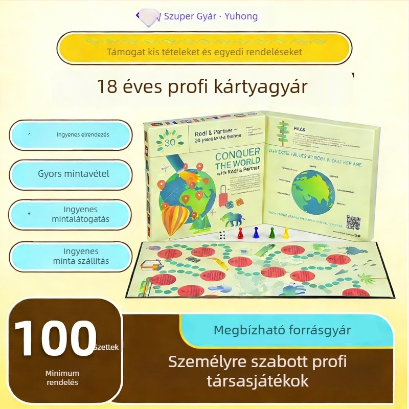 Társasjáték-kártyák – Interaktív, oktatási Flying Chess és készlet kártyákkal, Yahong, Papír