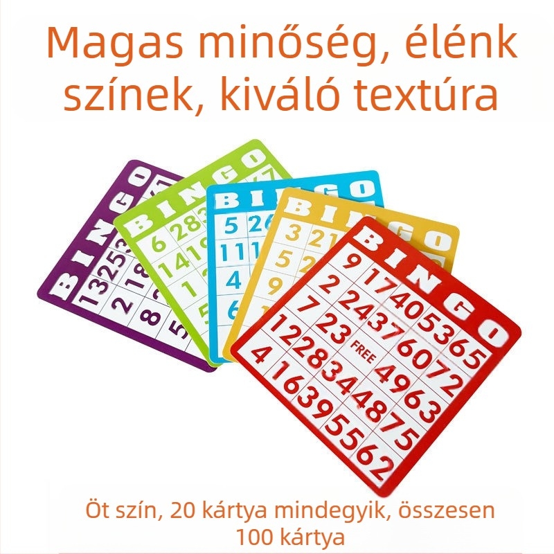 Játékkártya-készlet – 100 darab papírról készült kártya interaktív bingóhoz és társasjátékokhoz, 7-14 éveseknek