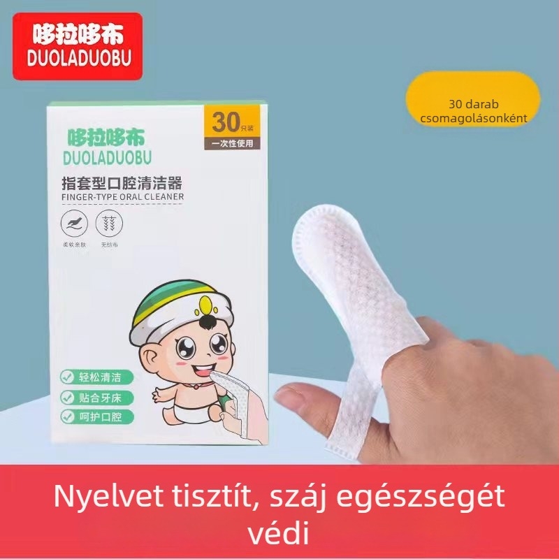 Egyszer használatos, nem szövött anyagból készült ujjvédős fogkefe babáknak