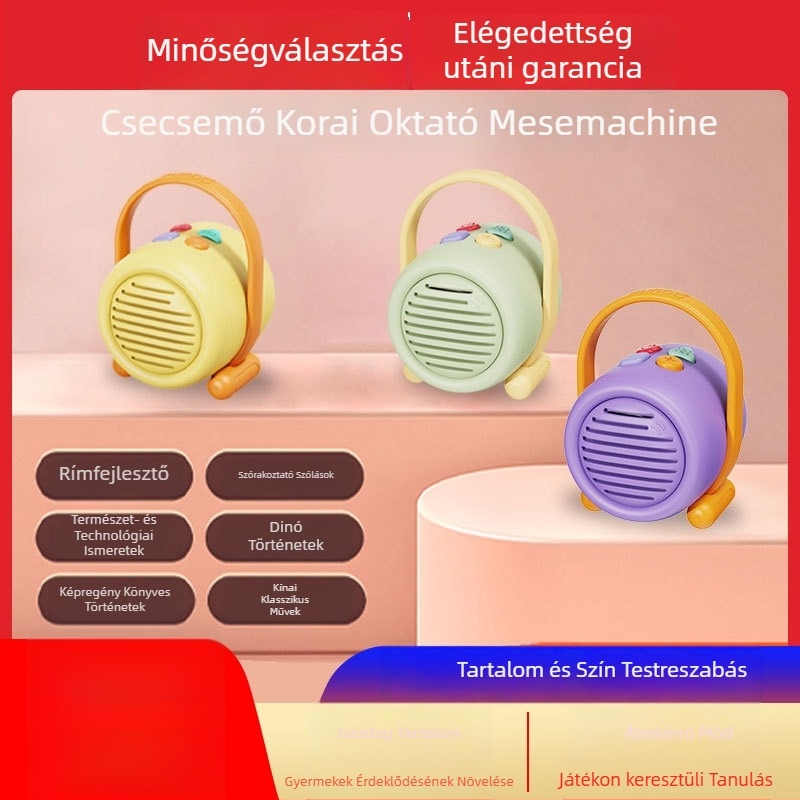 Óvoda- és előkészítő mesemondó gép Bluetooth, MP3 lejátszás (újratölthető LiPo akkumulátor; 2–4 GB memória; 4–6 éveseknek)