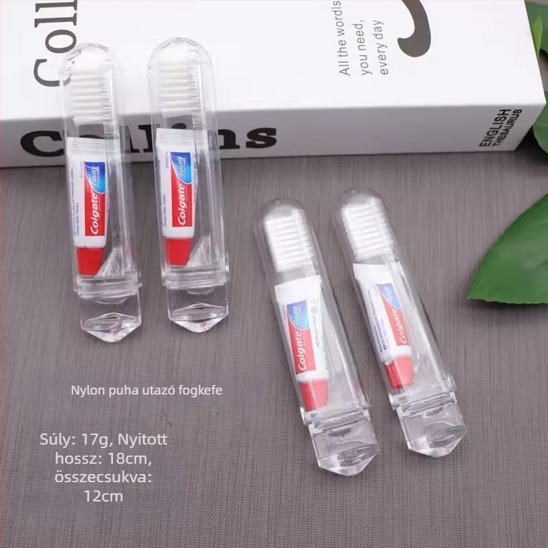 Egyszer használatos összecsukható fogkefés utazási készlet fogkrémmel – otthoni és utazási használatra