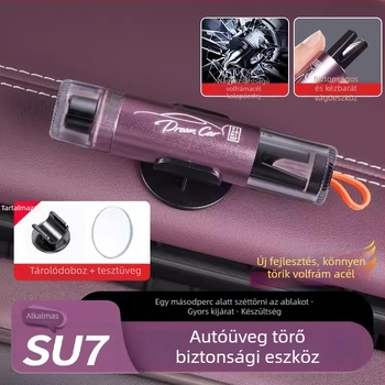 Autóablak biztonsági kalapács Xiaomi Su7/Yu7-hez – 2 az 1-ben mentési eszköz, belső kiegészítő