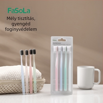 FaSoLa széles fejű, puha sörtéjű fogkefe felnőtteknek, PP/PBT, 144 darabos csomag, szájápolás
