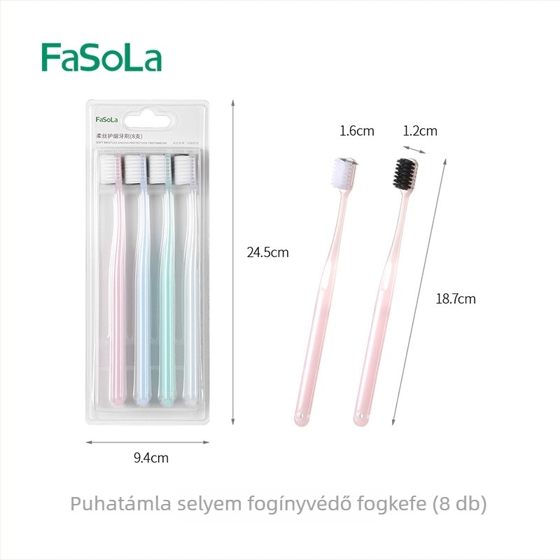 FaSoLa széles fejű, puha sörtéjű fogkefe felnőtteknek, PP/PBT, 144 darabos csomag, szájápolás