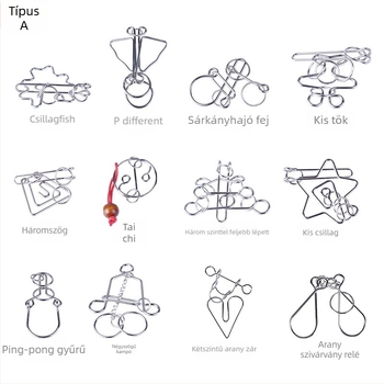 Acélból készült kilencláncos puzzle: 12-darabos készlet, 4–6 éveseknek, logó testreszabás elérhető