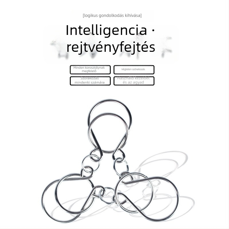 Acélból készült kilencláncos puzzle: 12-darabos készlet, 4–6 éveseknek, logó testreszabás elérhető