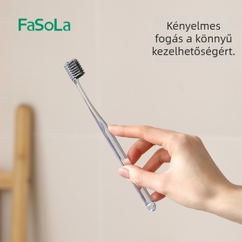 FaSoLa fogkefé puha sörtékkel az íny masszírozásához és a fogkövesség tisztításához – PETG/PBT anyag, 3 darabos készlet