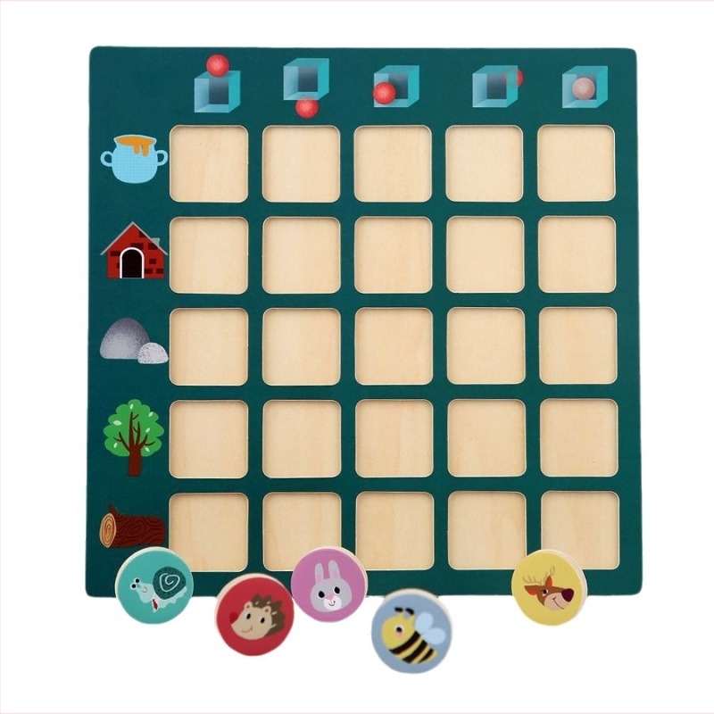 Fából készült oktató társasjáték tájékozódásra és logikus gondolkodásra – szellemi fejlődés, kéz-szem koordináció, puzzle