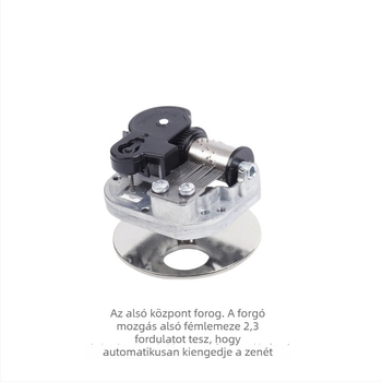 DIY zenei doboz mechanizmus — forgó óraszerkezet cink ötvözetből, fa alap, márka Jiyun