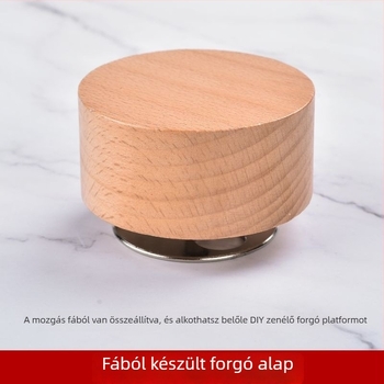 DIY zenei doboz mechanizmus — forgó óraszerkezet cink ötvözetből, fa alap, márka Jiyun