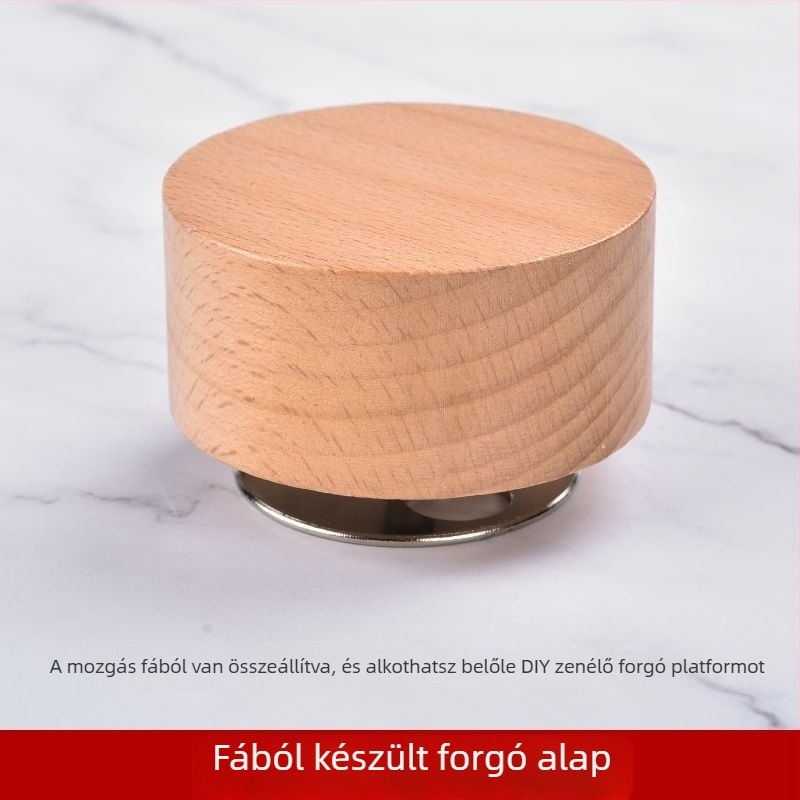 DIY zenei doboz mechanizmus — forgó óraszerkezet cink ötvözetből, fa alap, márka Jiyun