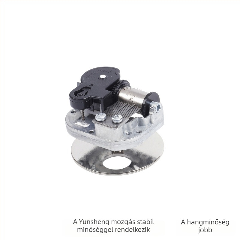 DIY zenei doboz mechanizmus — forgó óraszerkezet cink ötvözetből, fa alap, márka Jiyun