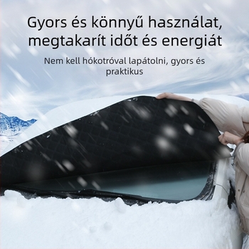 Autó motorháztető téli hóvédő takaró mágneses rögzítéssel, hosszított kivitel, alumínium fólia, univerzális illesztés, teleszkópos szerelés