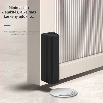 Talajszívó mágneses ajtóstop, modell 2568, ABS + rozsdamentes acél, automata működés, padlóra szerelhető, modern dizájn