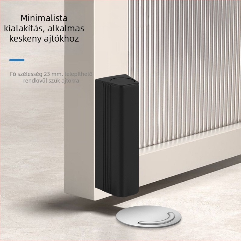 Talajszívó mágneses ajtóstop, modell 2568, ABS + rozsdamentes acél, automata működés, padlóra szerelhető, modern dizájn