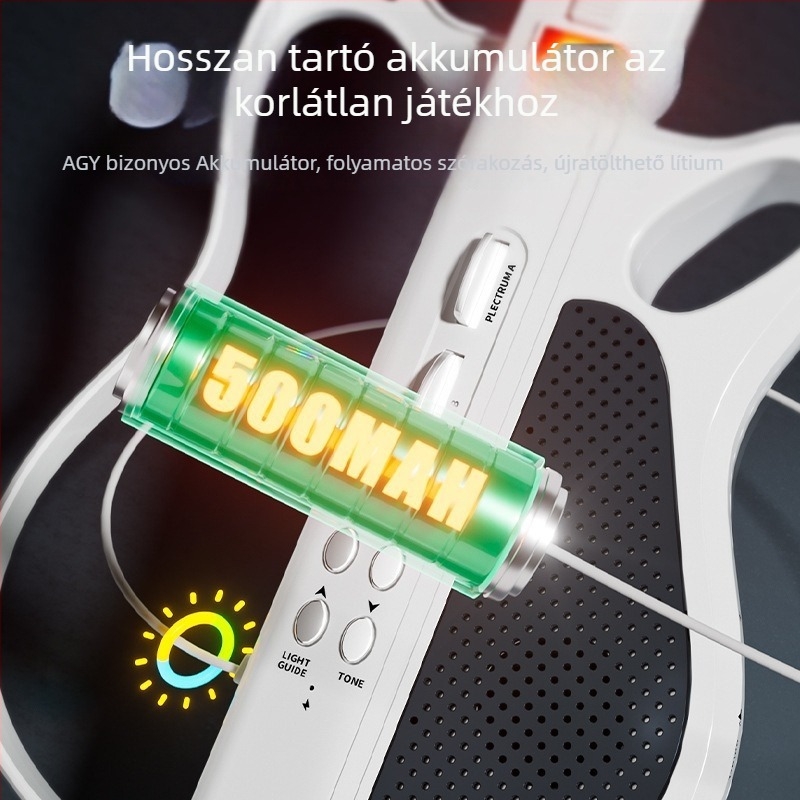 Elektronikus gitár intelligens kísérettel és automatikus akkordozással gyermekeknek, ABS anyag, ES200-1 modell, színes dobozos csomagolás, 7–14 éveseknek