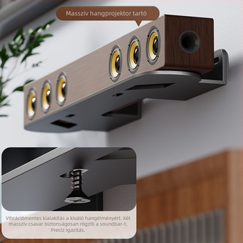 Fali polc szénacélból, vákuumos rögzítés, modern minimalista stílus, 1 réteg