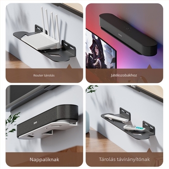 Fali polc szénacélból, vákuumos rögzítés, modern minimalista stílus, 1 réteg