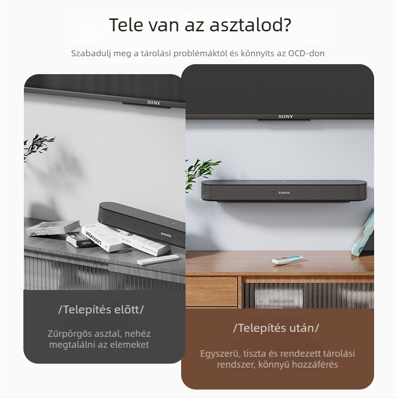 Fali polc szénacélból, vákuumos rögzítés, modern minimalista stílus, 1 réteg