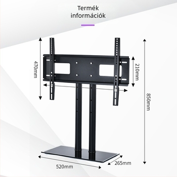 HW-998 kétsz columnos LCD TV alap, mechanikus vezérlés, teherbírás >15 kg